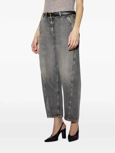 Liviana Conti Acid-wash Cropped Jeans In Gray