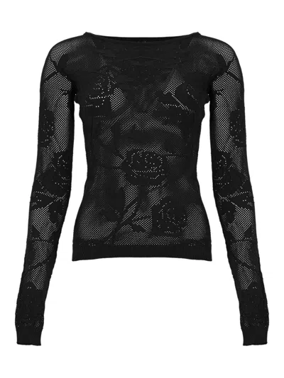 Liviana Conti Aivita Lace-effect Nylon Sweater In Black