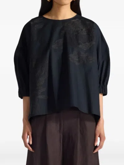 Liviana Conti Angie Floral Blouse In Blue