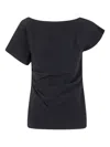 Liviana Conti Asymmetrical Draped Top In Black