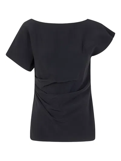 Liviana Conti Asymmetrical Draped Top In Black