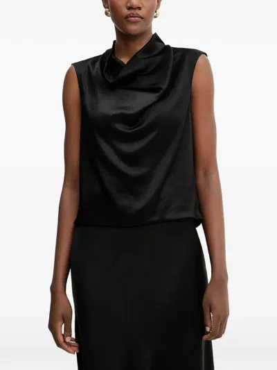 Liviana Conti Ava Cowl-neck Sleeveless Top In Black