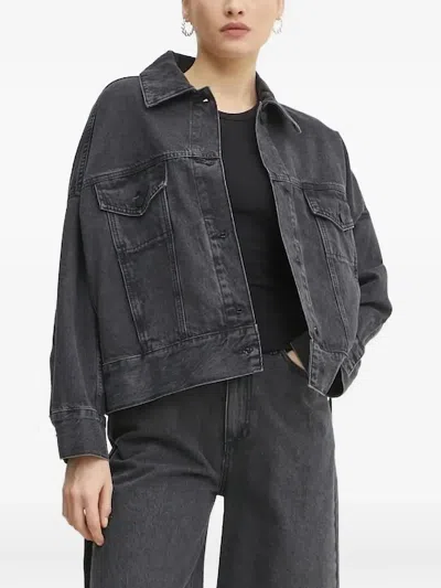Liviana Conti Belted Denim Jacket In Black