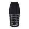 Liviana Conti Black Felted Wool Skirt With Sheer Plaid Pattern In Black