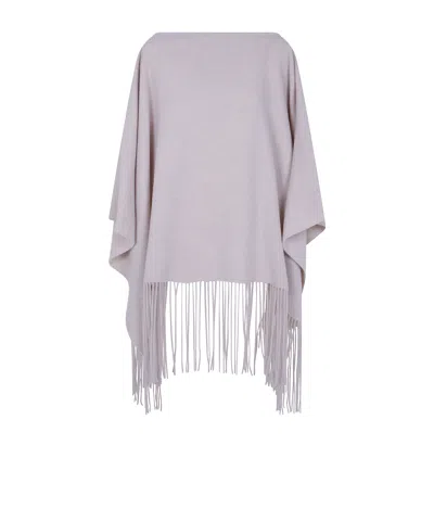 Liviana Conti Fringe-trim Poncho Cape In Neutral