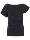 Liviana Conti Asymmetrical Draped Top In Black