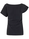 Liviana Conti Asymmetrical Draped Top In Black