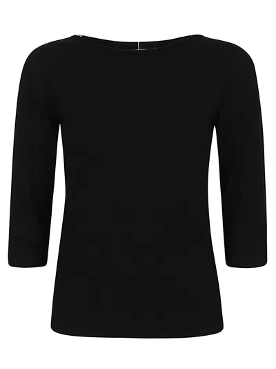 Liviana Conti Boat Neck Viscose Sweater In Black