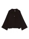 Liviana Conti Button-fastening Bell-sleeve Polo Top In Black