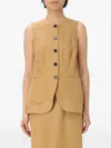 Liviana Conti Button-fastening Pocket Vest In Brown