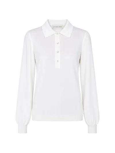 Liviana Conti Button-down Polo Sweater In White