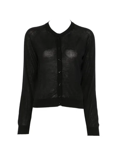 Liviana Conti Button-fastening Long-sleeve Cardigan In Black