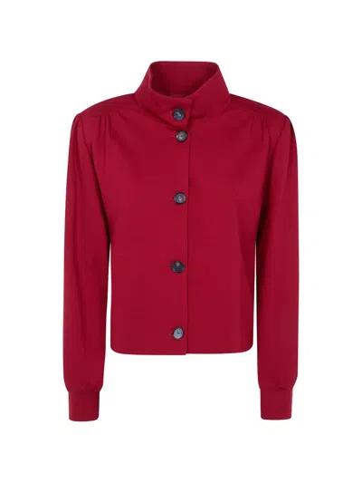 Liviana Conti Button-up Cropped Jacket In Red