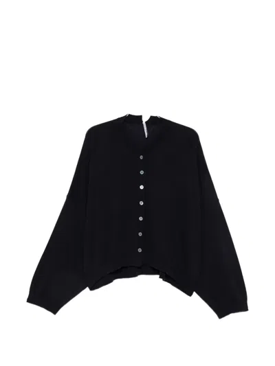 Liviana Conti Button-up Fine-knit Cardigan In Black