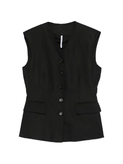 Liviana Conti Button-up Flap-pocket Gilet In Black
