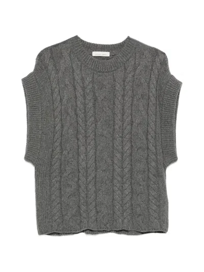 Liviana Conti Cable-knit Vest In Gray