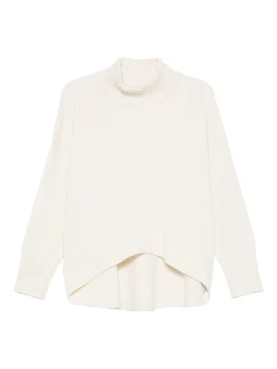 Liviana Conti Carlotta High-neck Curved Hem Sweater In White