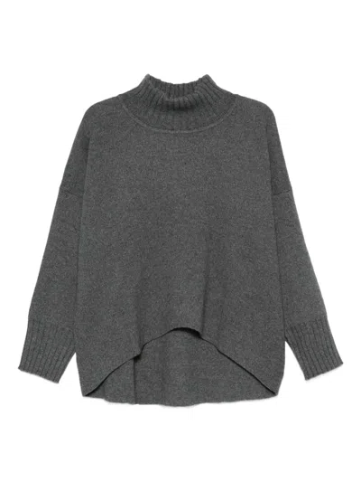 Liviana Conti Carlotta High-neck Ribbed Sweater In Gray