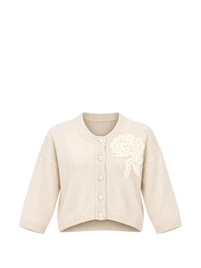 Liviana Conti Chelsie Cropped Cardigan In Neutral