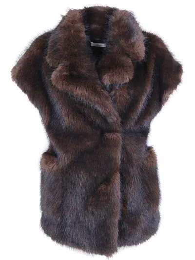 Liviana Conti Coat Fur Vest "rian" In Black