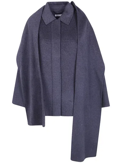 Liviana Conti Coat Wool-silk-cashmere "william" In Blue
