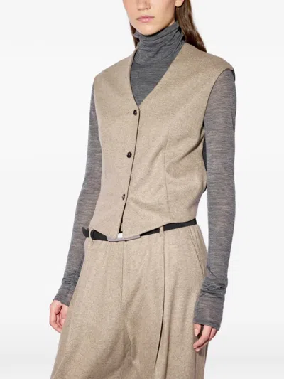 Liviana Conti Cooper Button-up Waistcoat In Brown