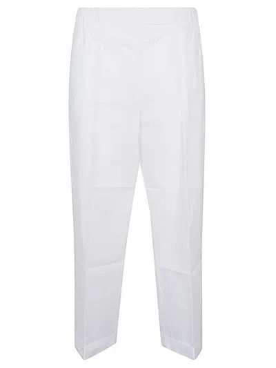 Liviana Conti Cotton Blend Cropped Trousers In White