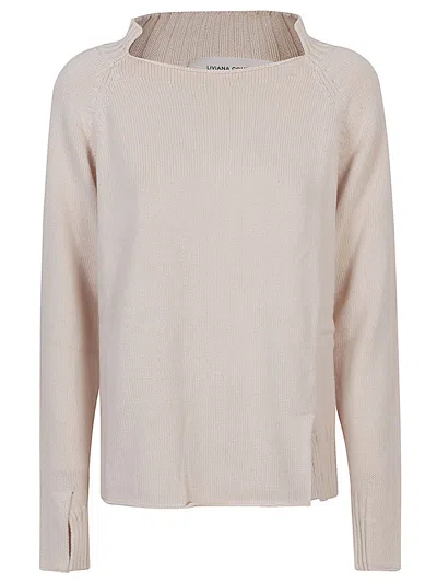 Liviana Conti Cotton Crewneck Sweater In White