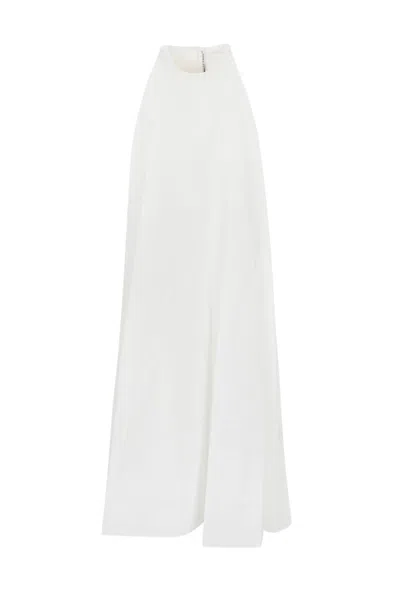 Liviana Conti Cotton Dress With Logo Embroidery In White