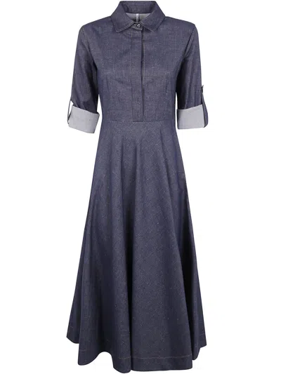 Liviana Conti Cotton Midi Dress In Blue