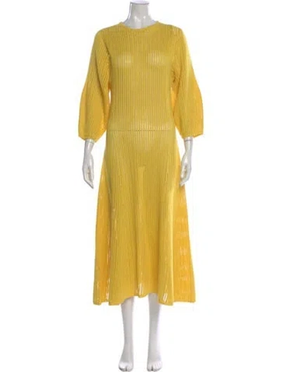 Pre-owned Liviana Conti Crew Neck Midi Length Dress In Yellow