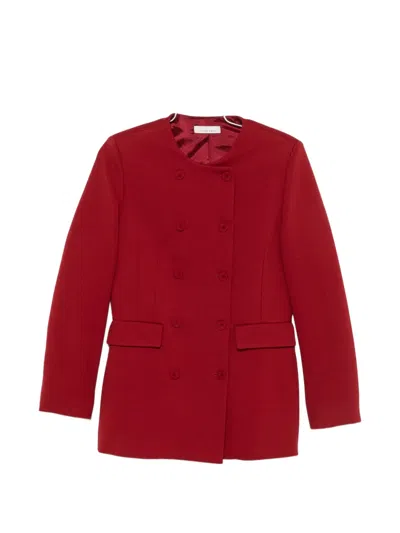 Liviana Conti Crew-neck Double-breasted Coat In Red