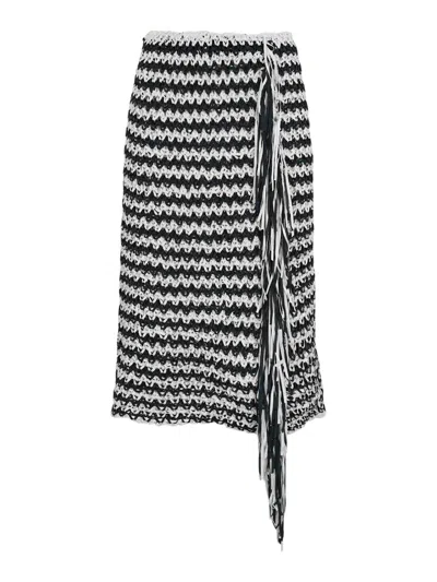Liviana Conti Crochet Skirt With Fringes In White