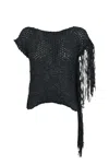 Liviana Conti Crochet Top With Fringes In Nero