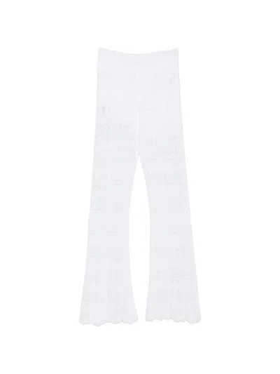 Liviana Conti Crochet-knit Flared Trousers In White