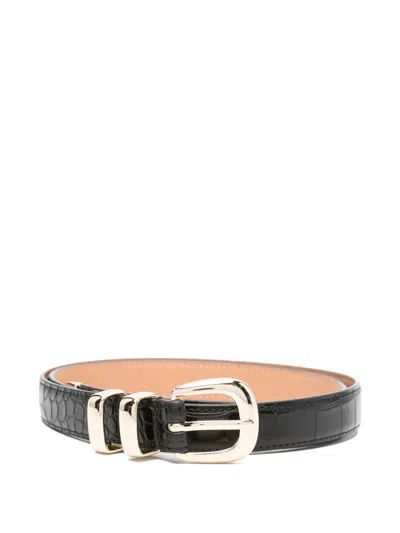 Liviana Conti Crocodile-effect Rectangular-buckle Belt In Black