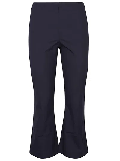 Liviana Conti Cropped Flared Cotton Blend Trousers In Blue