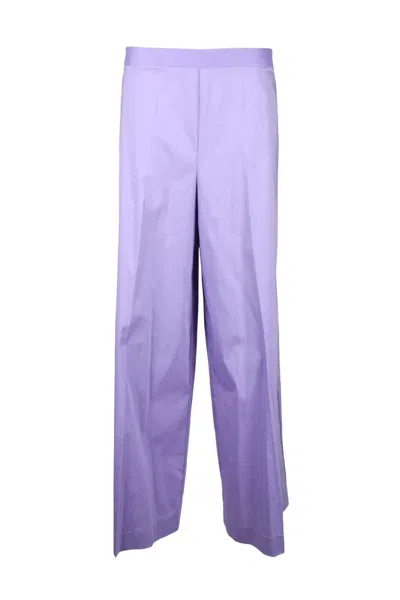 Liviana Conti Cropped Wide-leg Trousers With Minimalist Design In Purple