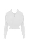 Liviana Conti Crossover Sweater In Technical Nylon In Bianco