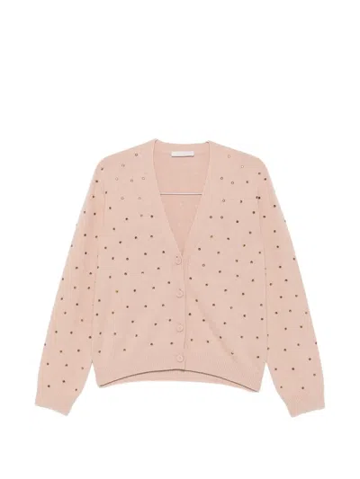 Liviana Conti Crystal-embellished V-neck Cardigan In Multi