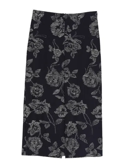 Liviana Conti Dedra Floral Midi Skirt In Blue