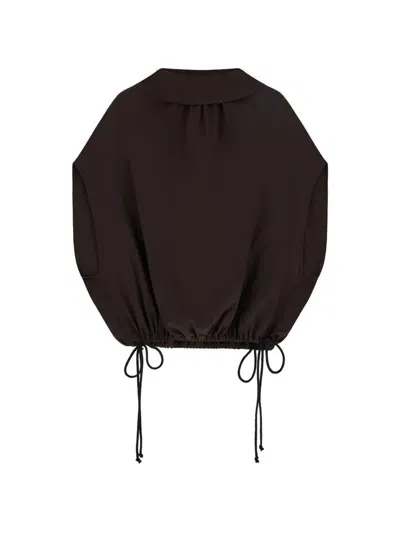 Liviana Conti Deva Drawstring-hem Blouse In Brown