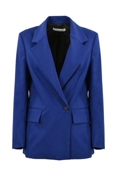 Liviana Conti Double-breasted Blazer In Cool Wool In Blue