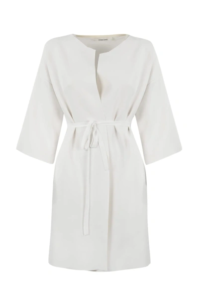 Liviana Conti Long Cardigan With Belt In White