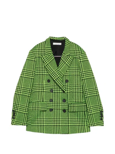 Liviana Conti Double-breasted Check-pattern Blazer In Green