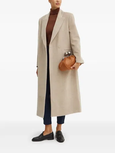Liviana Conti Double-breasted Wool Coat In Neutral