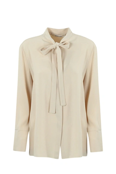 Liviana Conti Drap Shirt With Bow In White