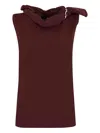 Liviana Conti Draped Cowl-neck Sleeveless Top In Burgundy
