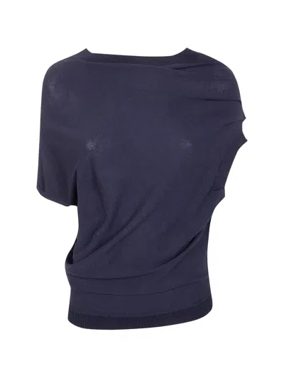 Liviana Conti Draped Sweater In Blue