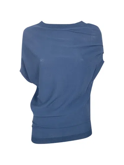 Liviana Conti Draped Sweater In Blue